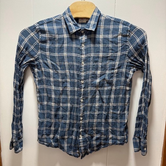 Faherty Brand Other - Faherty Brand Mens Blue White Plaid 100% Linen Button Down Shirt Large